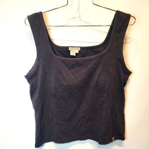 Royal Robbins Scoop Neck Black Tank Top XL Built in Shelf Bra Stretch